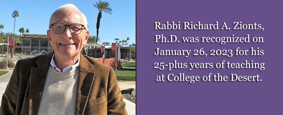 Rabbi Richard Zionts PhD was recognized